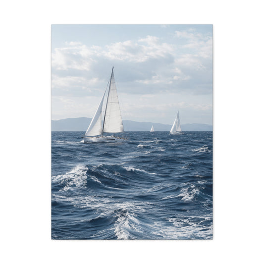 Sailing Horizon Coastal Elegance Scene Wall Art & Canvas Print