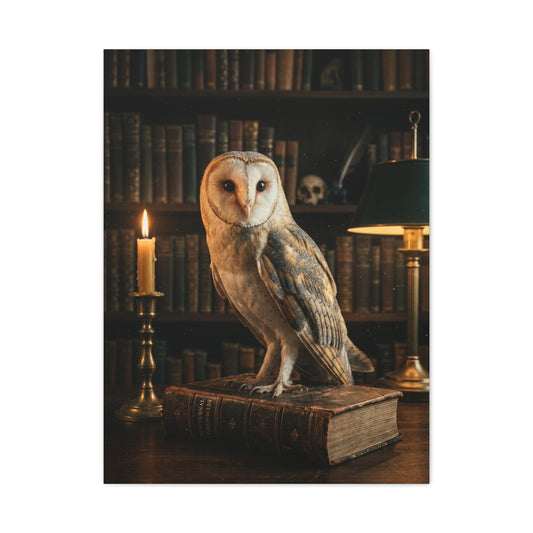 Classic Majestic Barn Owl Library Portrait Wall Art & Canvas Print