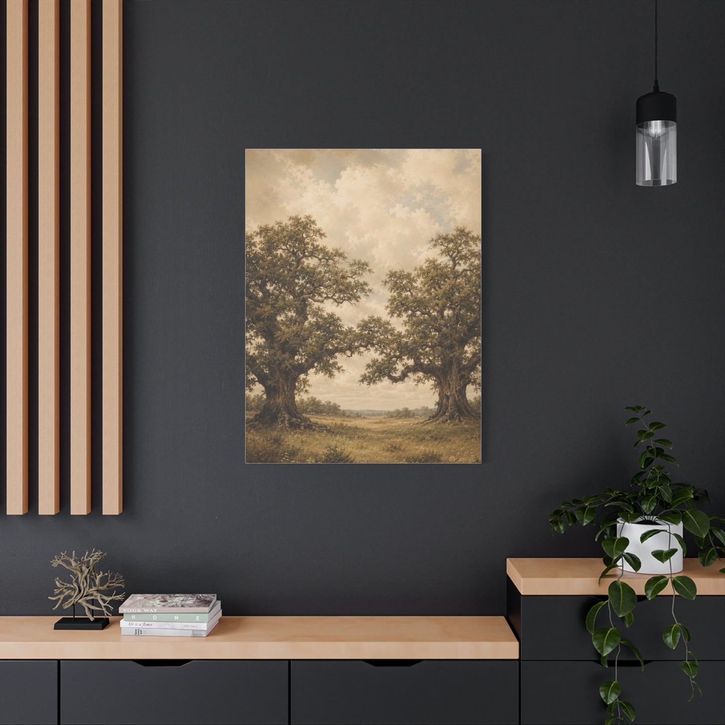 Twin Oak Harmony Landscape Trees Wall Art & Canvas Print