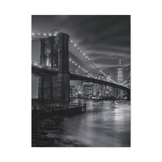 Brooklyn Bridge Night Panorama Wall Art & Canvas Print