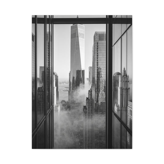 Executive Skyline Through Glass Wall Art & Canvas Print