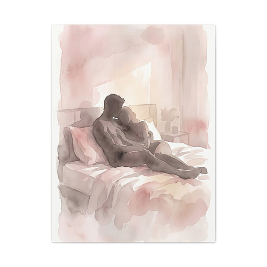 Abstract Bedroom Silhouette Romance Wall Art & Canvas Print