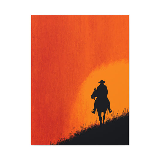Cowboy Sunset Ridge Silhouette Wall Art & Canvas Print