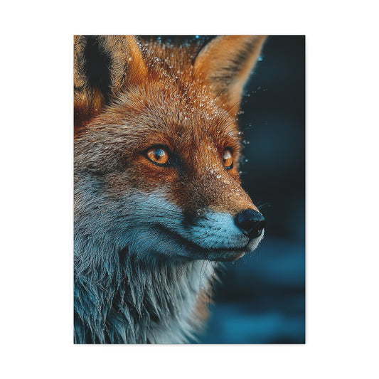 Rain-Soaked Fox Twilight Portrait Wall Art & Canvas Print