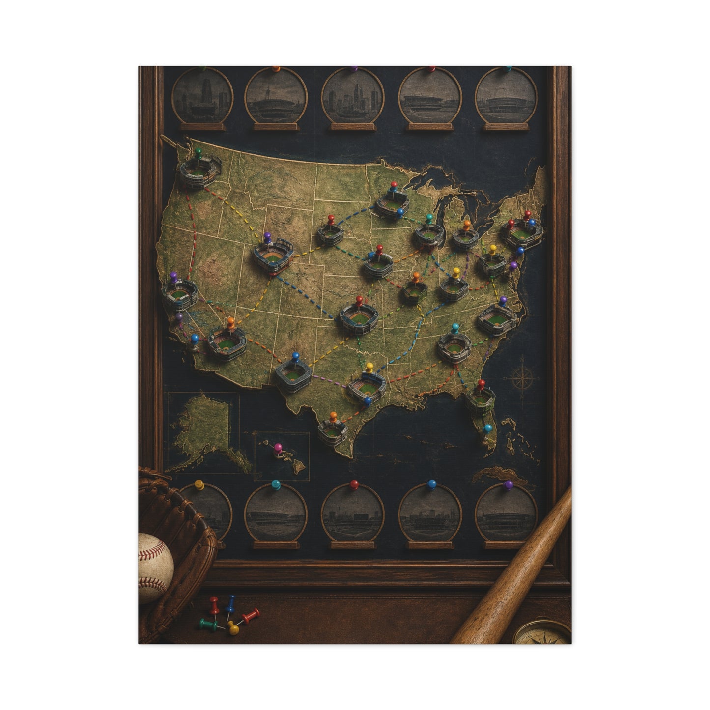 Interactive Stadium Tracker Map Sports Wall Art & Canvas Print