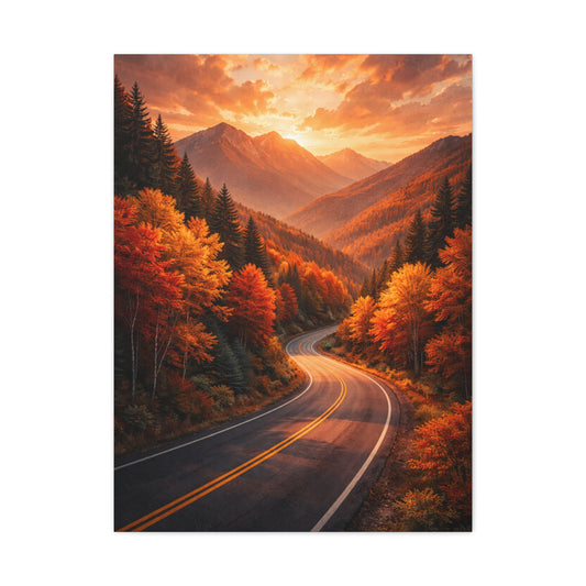 Autumn Mountain Road Landscape Wall Art & Canvas Print