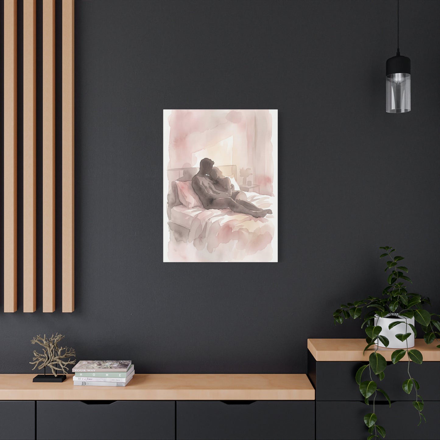 Abstract Bedroom Silhouette Romance Wall Art & Canvas Print