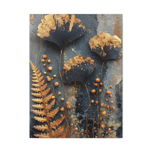 Dark Botanical Gold Leaf Study Wall Art & Canvas Print