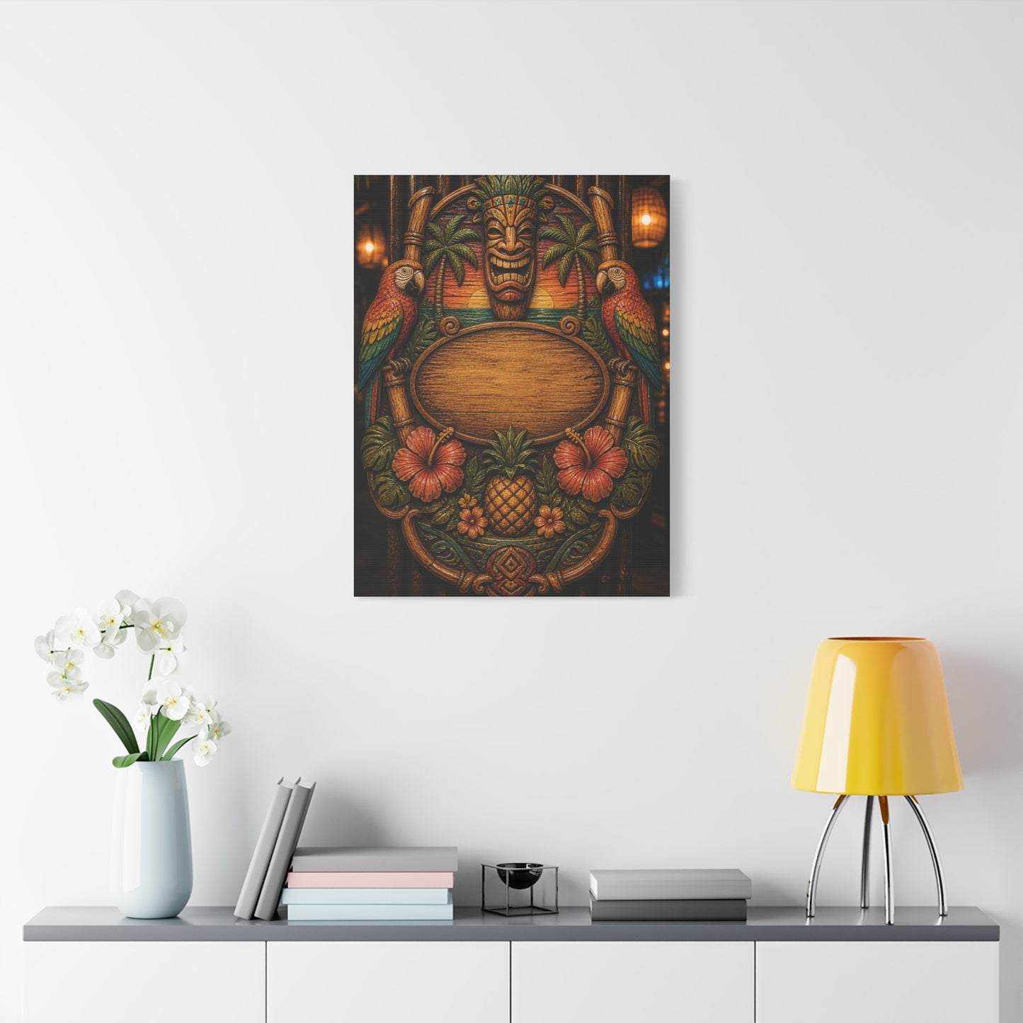 Tropical Tiki Bar Crest Wall Art & Canvas Print