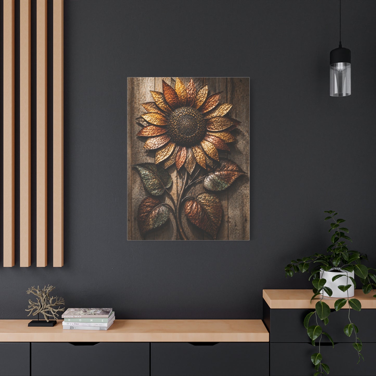 Hammered Metal Sunflower Sculpture Wall Art & Canvas Print