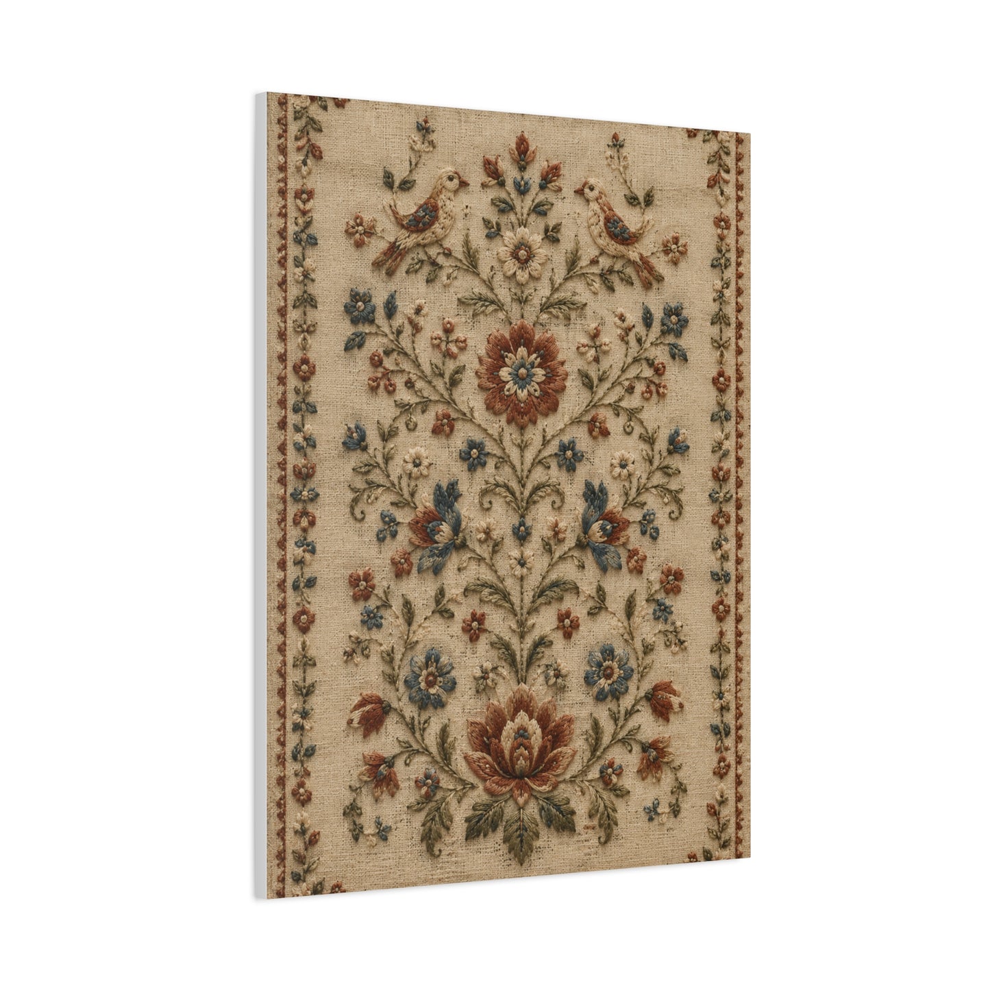 Antique Floral Embroidery Garden Panel Wall Art & Canvas Print
