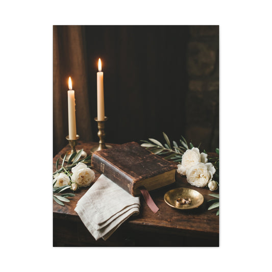 Faith & Union Candlelit Still Life Wall Art & Canvas Print