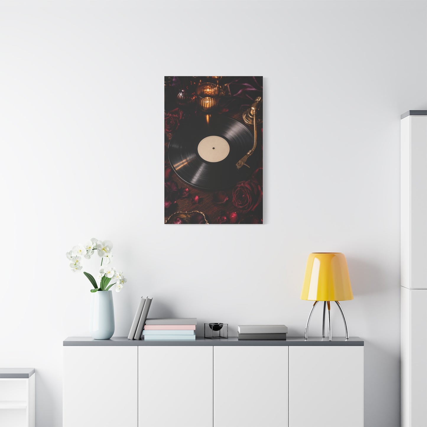 Vinyl Record Candlelit Romance Still Life Wall Art & Canvas Print