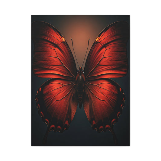 Crimson Ember Butterfly Symmetry Wall Art & Canvas Prints