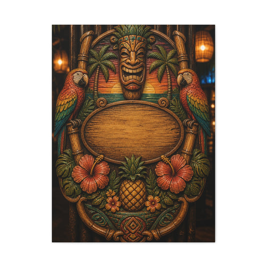 Tropical Tiki Bar Crest Wall Art & Canvas Print