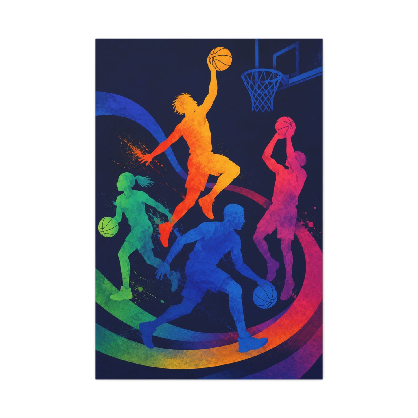 Rainbow Basketball Motion Sports Wall Art & Canvas Print
