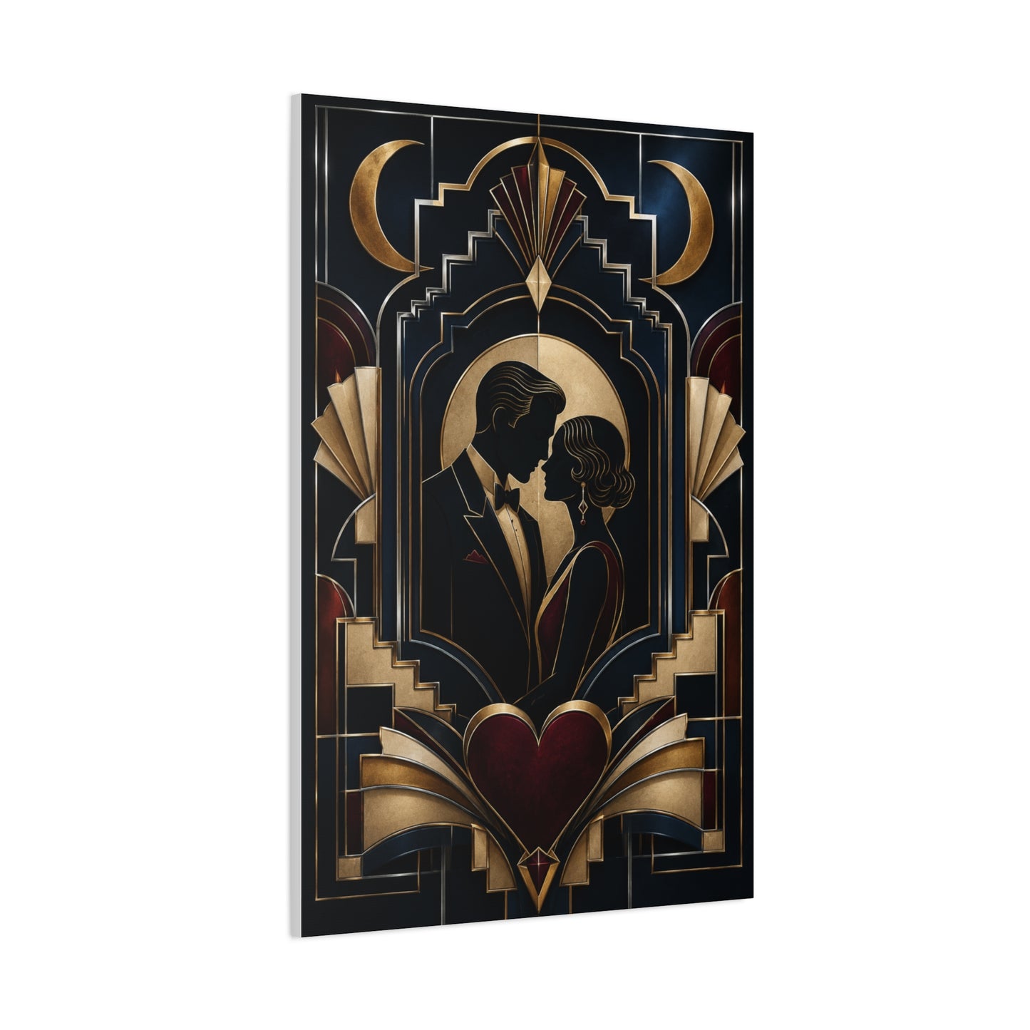 Neo-Deco Midnight Lovers Silhouette Wall Art & Canvas Print