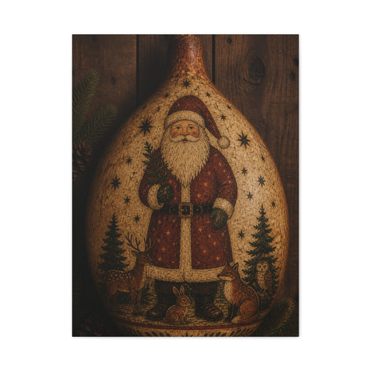 Folk Art Santa Gourd Plaque Wall Art & Canvas Print