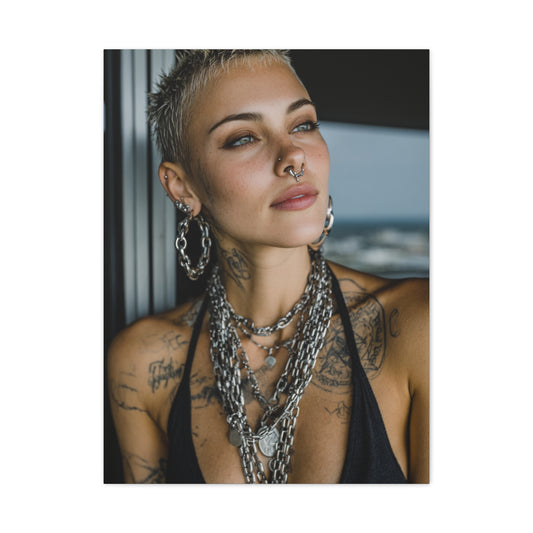 Tattooed Woman Urban Editorial Portrait Wall Art & Canvas Print