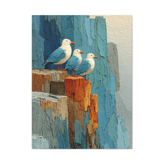 Seagull Trio Driftwood Relief Wall Art & Canvas Print