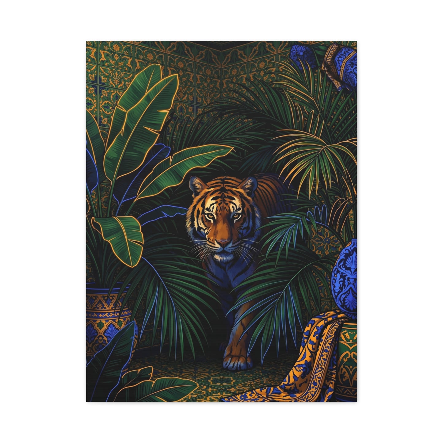 Exotic Tiger Jungle Interior Tropical Wall Art & Canvas Print