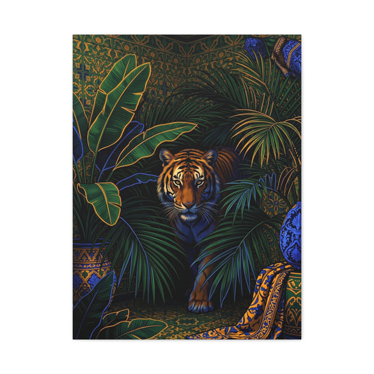 Exotic Tiger Jungle Interior Tropical Wall Art & Canvas Print