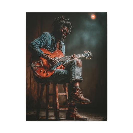 Acoustic Blues Session Portrait Wall Art & Canvas Print