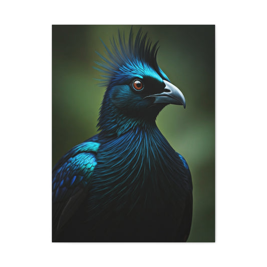 Midnight Crested Starling Portrait Wall Art & Canvas Prints