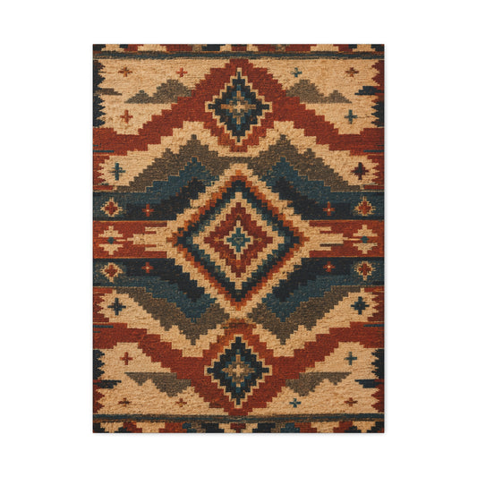 Navajo Inspired Geometric Textile Southwest Wall Art & Canvas Print