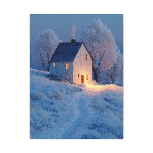 Winter Farmhouse Blue Hour Wall Art & Canvas Print