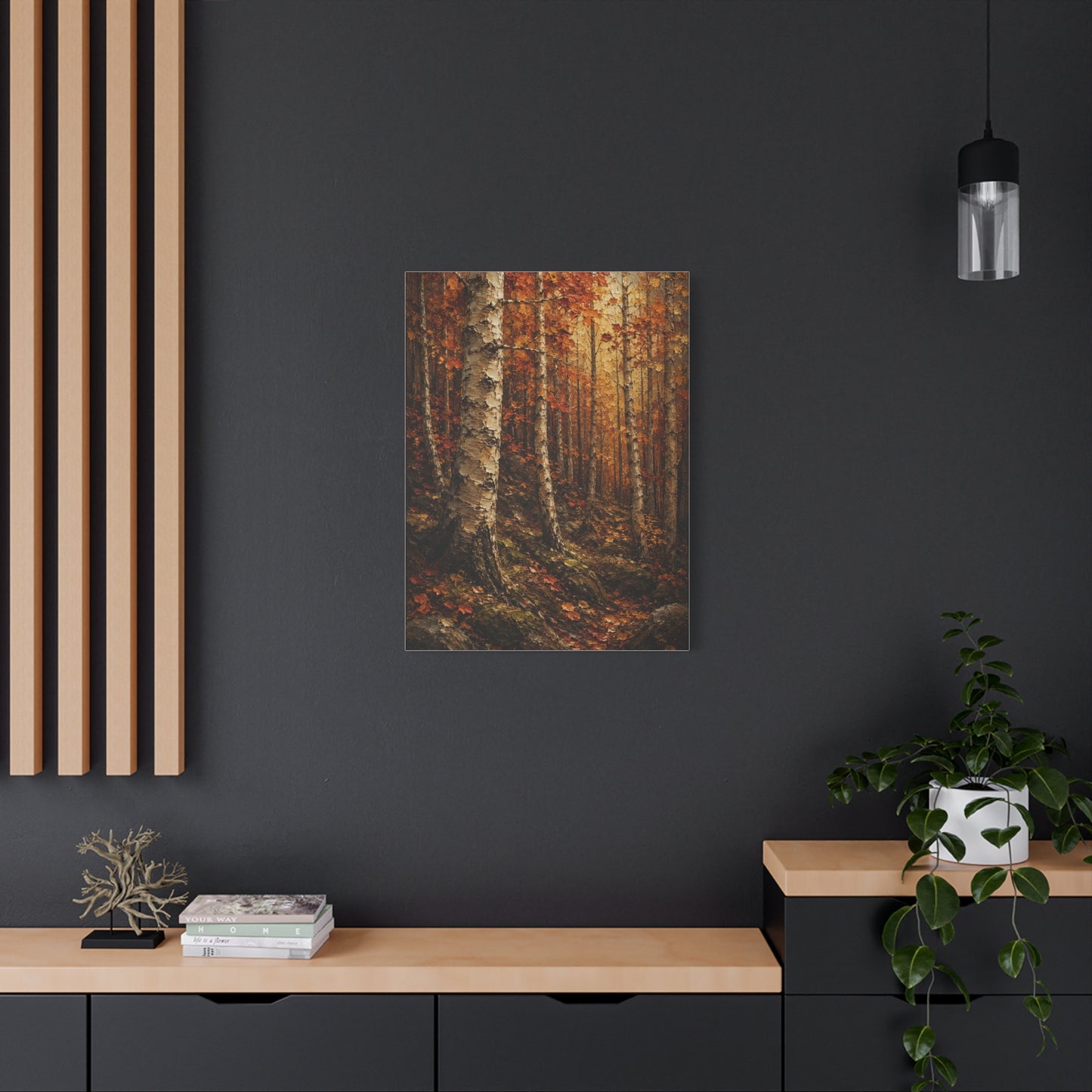 Autumn Birch Forest Painterly Path Trees Wall Art & Canvas Print