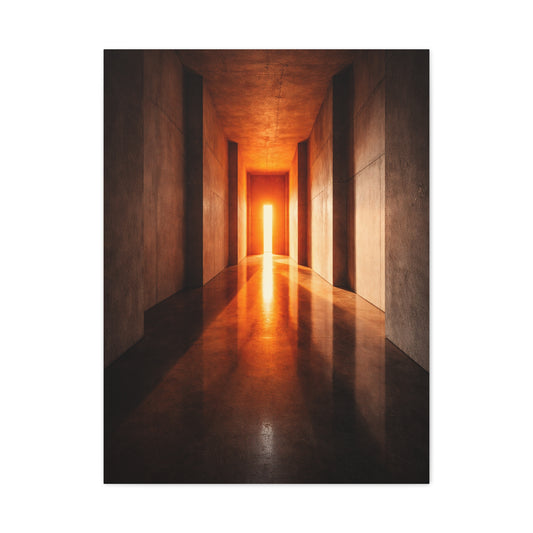 Minimal Orange Light Corridor Wall Art & Canvas Print