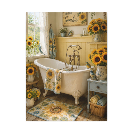Sunflower Cottage Interior Decor Scene Wall Art & Canvas Print