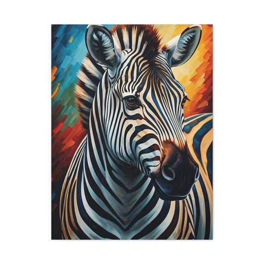Vibrant Stripes Zebra Portrait Wall Art & Canvas Print