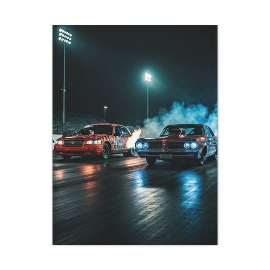 Mercury Marauder vs Pontiac Catalina Super Duty Night Launch Wall Art & Canvas Prints