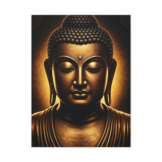 Golden Calm Buddha Portrait Wall Art & Canvas Prints