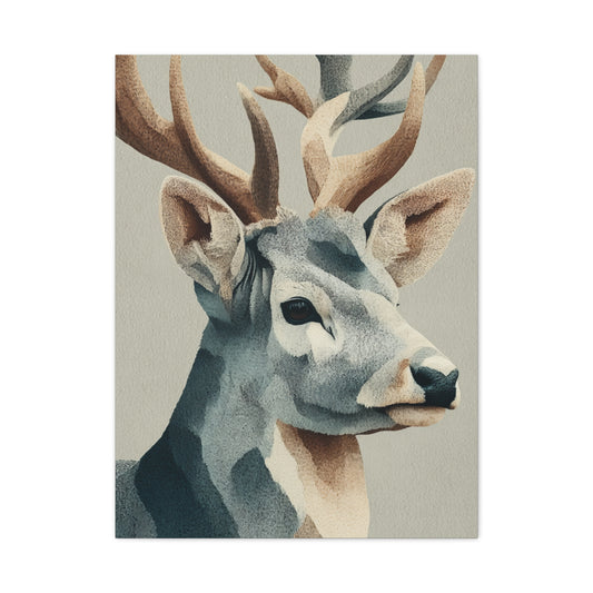 Scandinavian Watercolor Stag Portrait Wall Art & Canvas Print