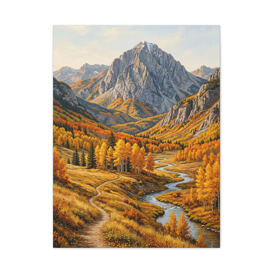 Autumn Aspen River Valley Wall Art & Canvas Print