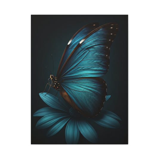 Blue Morpho Butterfly on Midnight Bloom Wall Art & Canvas Prints