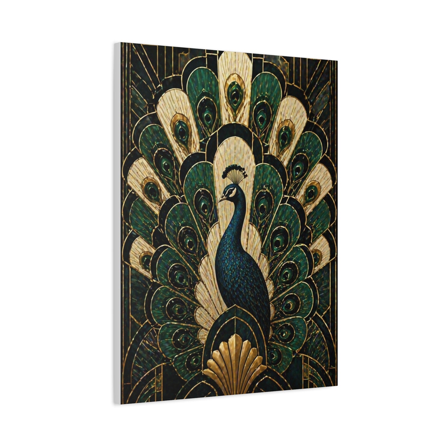 Art Deco Peacock Fan Composition Wall Art & Canvas Print