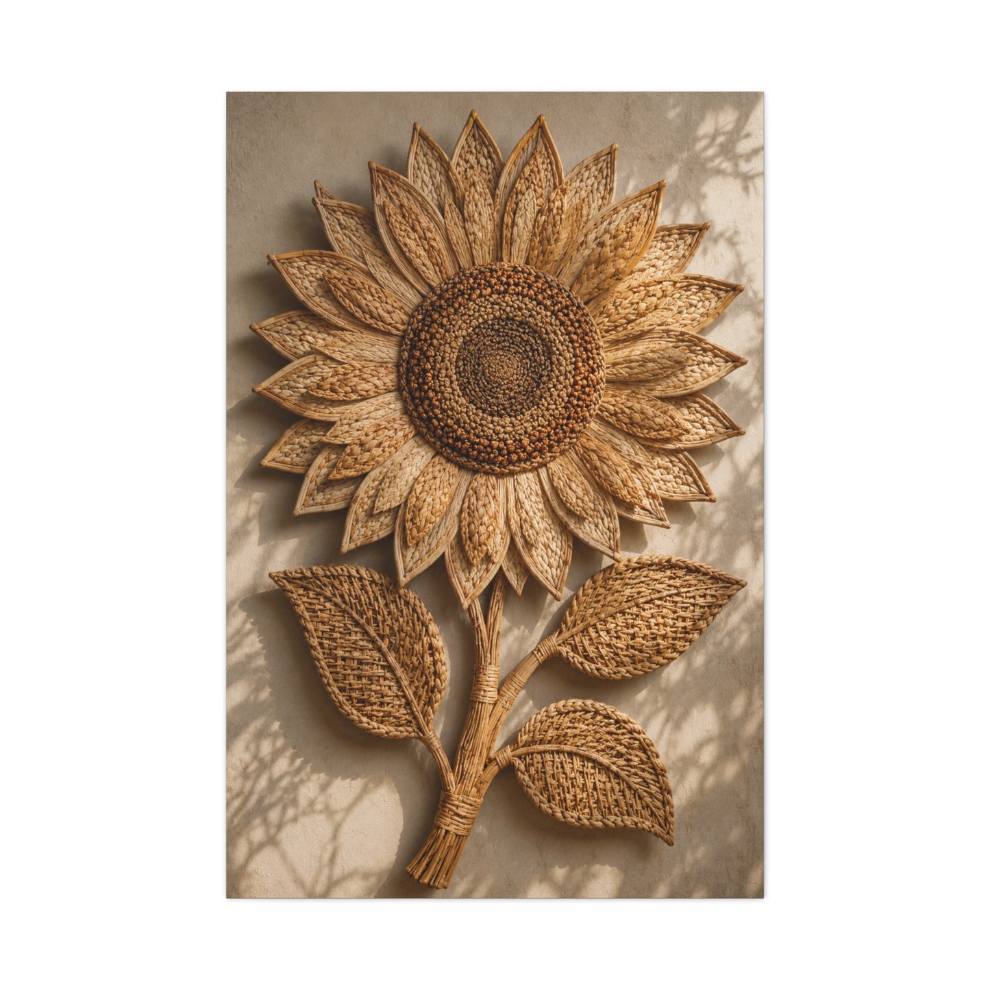 Handwoven Natural Sunflower Textile Wall Art & Canvas Print