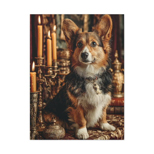 Candlelit Royal Corgi Portrait Wall Art & Canvas Print