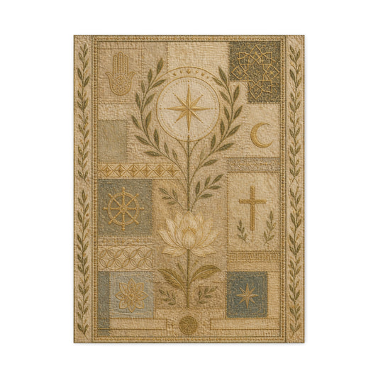 Interfaith Sacred Symbol Textile Wall Art & Canvas Print