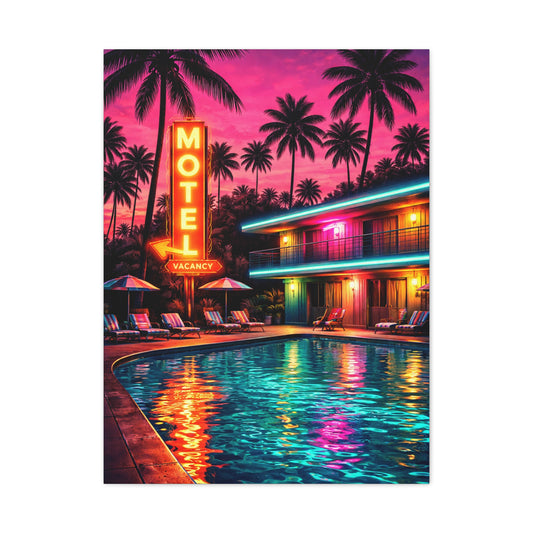 Surreal Pop-Art Motel Night Scene Wall Art & Canvas Print