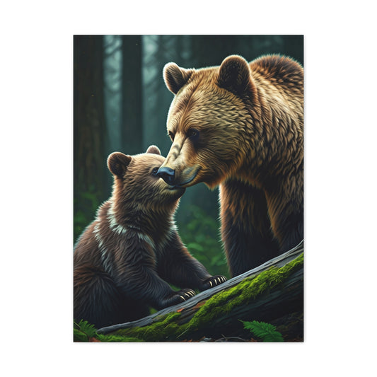 Mother and Cub Bear Forest Wall Art & Canvas Prints