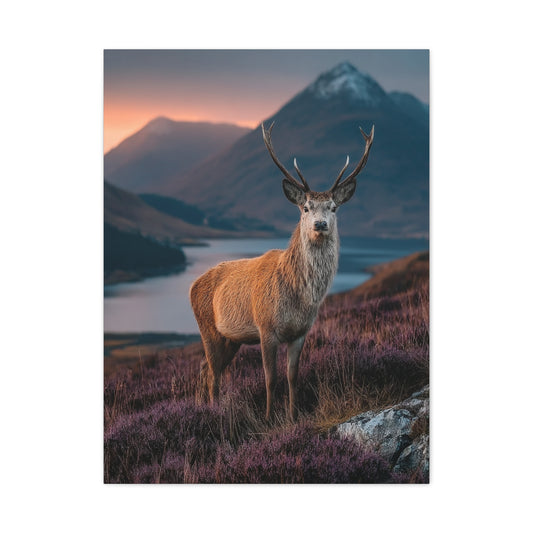 Scottish Highland Sunrise Stag Wall Art & Canvas Print