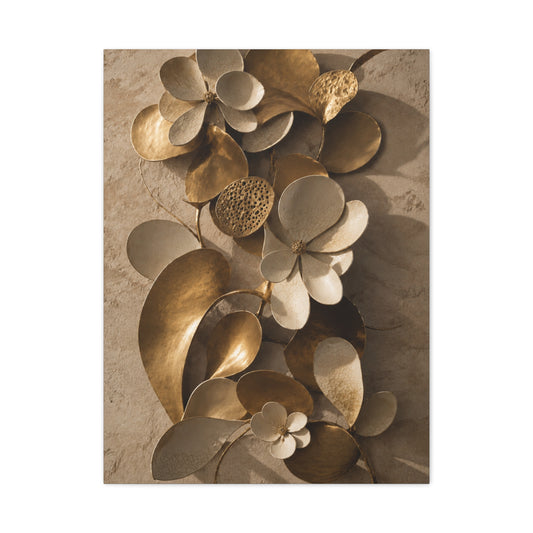 Brass and Ceramic Floral Relief Wall Art & Canvas Print