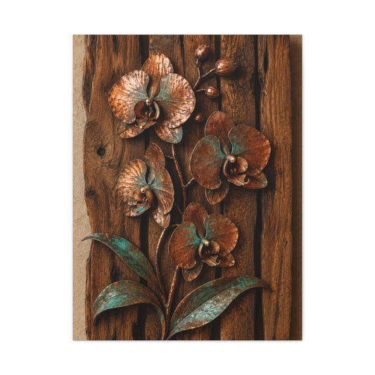 Copper Orchid on Reclaimed Wood Southwest Wall Art & Canvas Print
