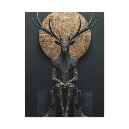Art Deco Golden Halo Stag Wall Art & Canvas Print