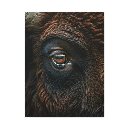 Macro Bison Eye Reflection Portrait Wall Art & Canvas Print